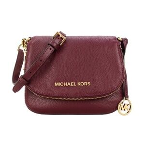 Michael Kors Bedford Small Flap Leather Crossbody Bag in Merlot Burgundy NWT